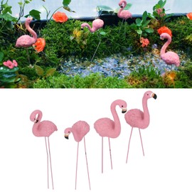 BAOFUYA 4-Piece Pink Flamingo Garden Statues Decoration, Fine Details, Pink Lawn Ornaments, Flamingo Sculptures for the Lawn in the Garden