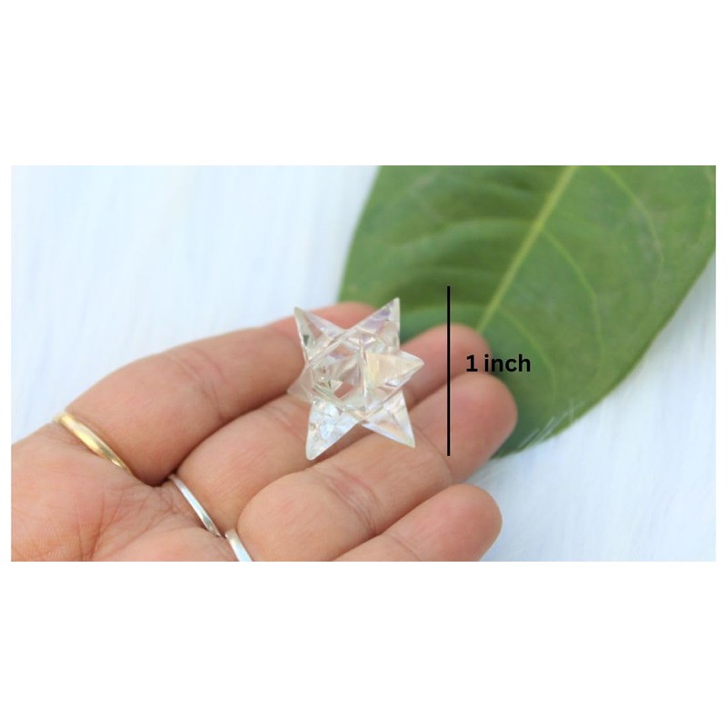 Jet Genuine Crystal Quartz 14 Point Star Merkaba Chakra Radionic