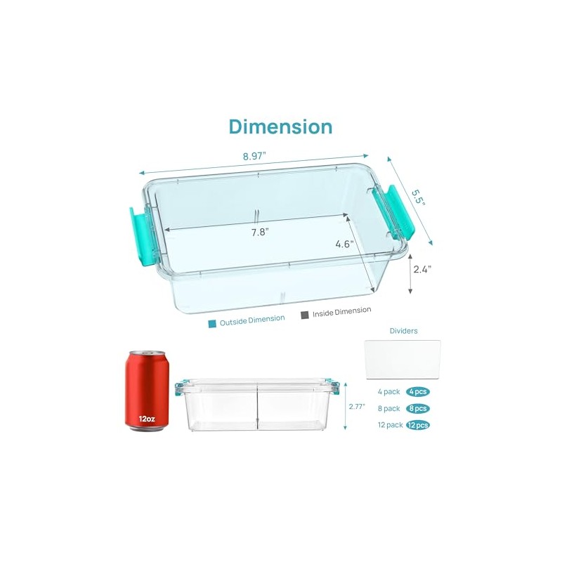 Vtopmart - Caja de lápices apilable transparente de 1.5 cuartos