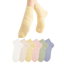 Selove Women's Ankle Socks, Cotton Socks, Thin 6 Pairs Casual Socks, 8.7 - 9.8 inches (22 - 25 cm), Color Mixing