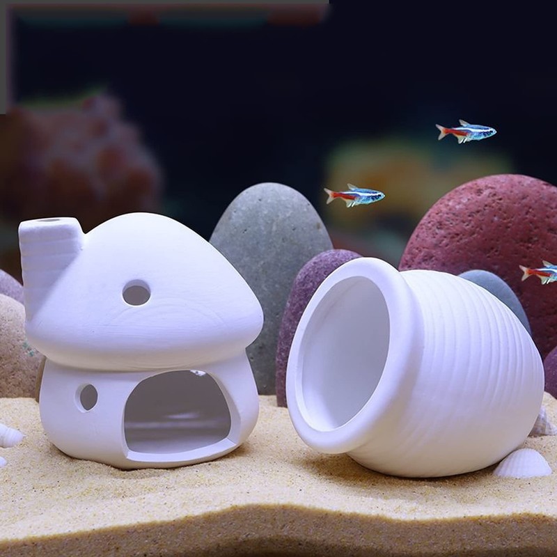PENCK Aquarium Ceramic Jar Ornaments, Cute Betta Hideout Caves Fish