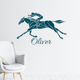 Horse Rider Wall Stickers, Male Jumping Horse Racing Equitation Vinyl Decals, Boy's Room Nursery Decor Equestrian Stickers