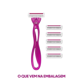 BIC Soleil Clic, Rastrillo Mujer, Triple hoja de Acero inoxidable, Cartuchos Intercambiables, Doble Banda con Vitamina E y Leche de Coco, 6 piezas