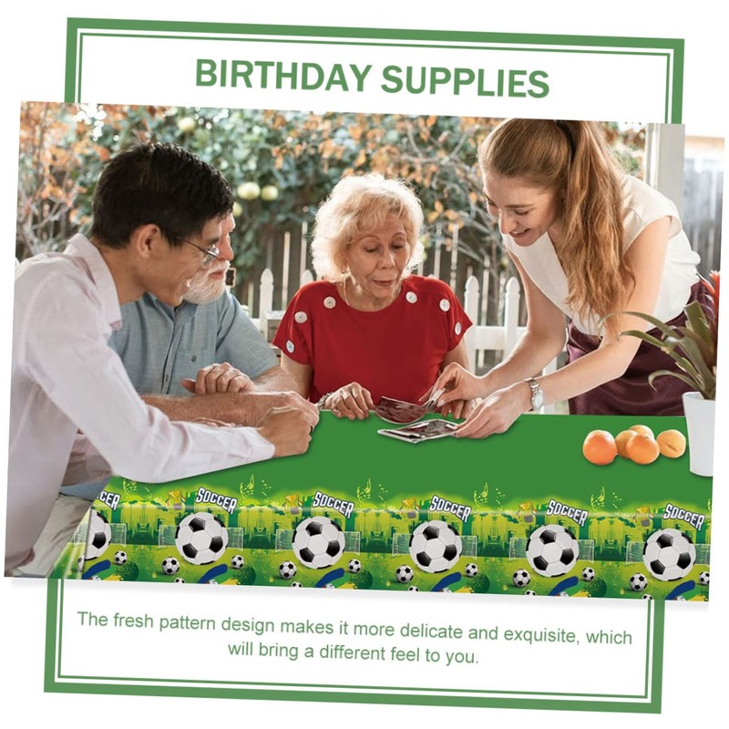 Zerodeko Wear Resistant Pe Table Cover with Soccer Prints Decorative