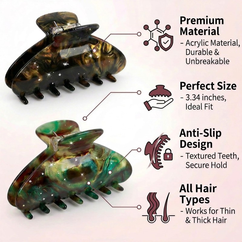 4Pack 3.34in Medium Claw Clips for Women Girls