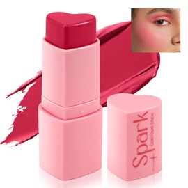 Boobeen Blush Cream Contour Stick, Multi-Use Makeup Blusher for Cheeks, Blendable, Lightweight Long-lasting Color Natural Blush Makeup Stick for Eyes Lips and Face, Matte and Dewy Finish