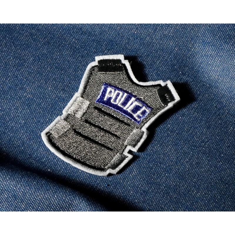 2 X Police Tactical Vest Patch – Embroidered Grey &