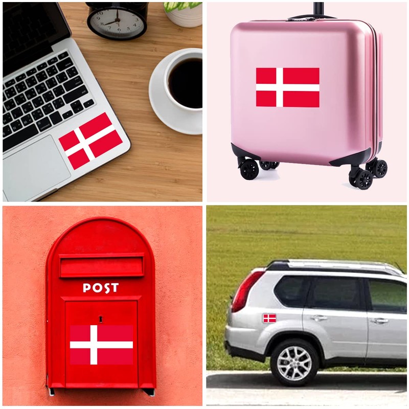 QQSD Denmark Flag Sticker Danish Decal in Multiple Sizes, 3