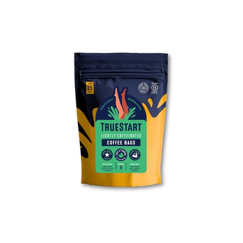 TrueStart Vegan Coffee Bags, Lightly Caffeinated – 25 Loose Bags,