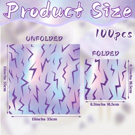 Romooa 100 Pcs Kpop Themed Napkin Bulk Purple Lighting Paper Napkin 6.5 x 6.5 Inch Rainbow Gradient Paper Korean Idol Movie Decoration for Birthday Fan Get Meetup Movie Watch Party Supplies