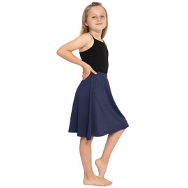 STRETCH IS COMFORT Falda acampanada fluida hasta la rodilla y hasta el tobillo | Niños | Tallas 4-16, Azul marino, 14