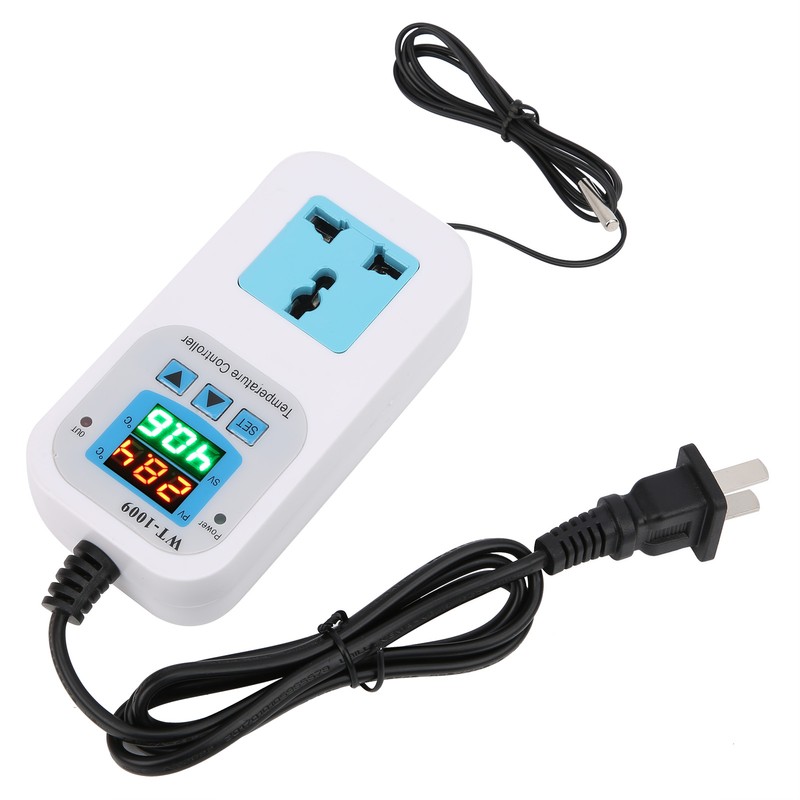 Temperature Controller Digital Dual Display Electronic Control Socket 10A WT‑1009