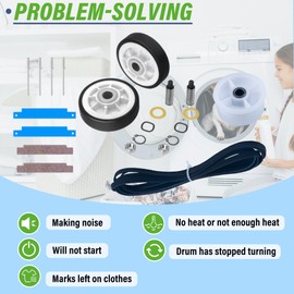 12001541 Dryer Drum Roller Repair Kit & WP6-3700340 Dryer Idler Pulley Replacement & 306508 Dryer Drum Bearing Kit compatible for Crosley Maytag Clothes Dryer. Replace Part No. 303373, 306508VP