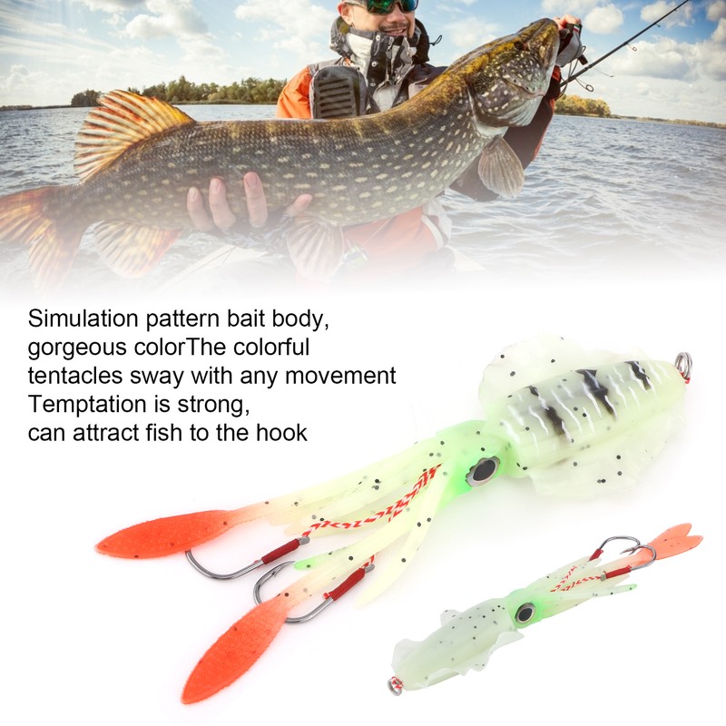 Fishing UV Squid Soft Lure Luminous Octopus Wobbler Bait Squid