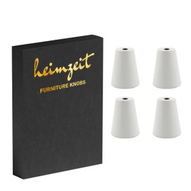 heimzeit Cone Cabinet Knobs for Doors, Drawers and Dressers Made of High-Quality Aluminium [Pack of 4, Round] Colour: White, Stylish Design, Furniture Knobs with Single Hole Handle and Screws