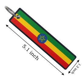 JAVD Ethiopia Flag Keychain Tag with Key Ring - Keys, Cars, Motorcycles, Backpacks, Luggage and Gifts - EDC (3 Pack)
