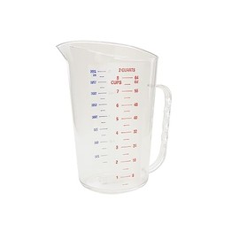 Thunder Group PLMD064CL Measuring Cup, 2 qt. (2 Liter), 7-3/8"L x 6-7/16"W x 8-7/8"H, with Handle, Polycarbonate, Clear, Pack of 6