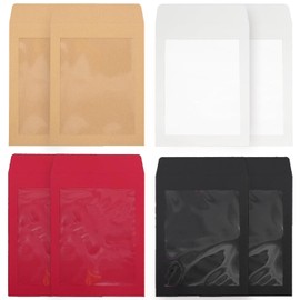 Full Window Envelopes [8 Pack] Envelopes Kraft Paper Square Envelopes Clear Side Window Envelopes Mailing Documents Photo Letter for Business Office (4 Colors)