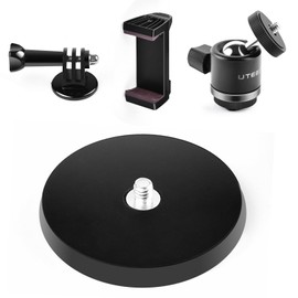 UTEBIT Magnetic Camera Mount Base Stand Kit 66mm, Magnet Tripod with 1/4 Screw Mini Ball Head, GoPro Adapter, Phone Holder for Insta360 Action Camera, Cellphone, Vlogging Max Load 44lb