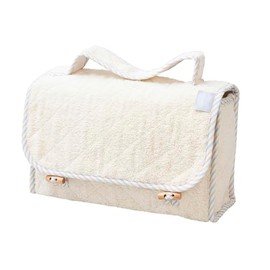 Filet - Kulturbeutel aus Baumwoll-Frottee mit wasserdichtem Innenfutter | Kulturbeutel | Dim 28 x 17 x 10 cm | Made in Italy, Elfenbein, Kosmetiktasche aus Frottee, elfenbeinfarben, gesteppt,