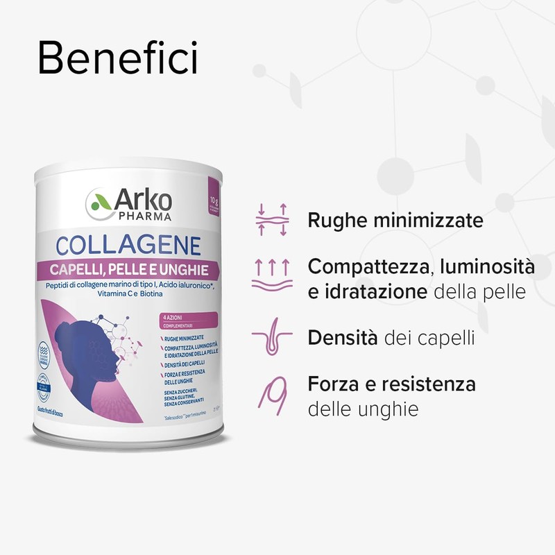 Arkopharma Collagene Capelli, Pelle e Unghie - Integratore Alimentare in
