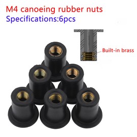 6pc M4 Windshield Nuts, Resistant Rubber Well Nuts Windshield Bolts Well Nuts Kit, for Motorcycles Kayak Canoe Boats Kayak Screw M6