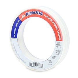Triple Fish 100% Fluorocarbon Leader 100 lb (45.3 kg) Test, 0.042 in (1.07 mm) Dia, Clear, 25 yd (23 m)