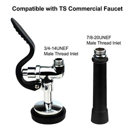 KWODE Pre-Rinse Spray Valve Head for All Commercial Kitchen Sink Faucet, High Pressure Dish Sprayer Nozzle with Hand Grip Assembly Replacement Kit for Restaurant Industrial Faucets