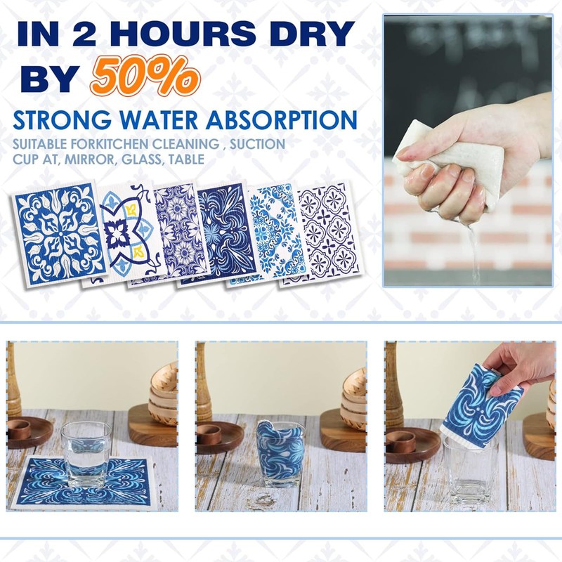 KkvoGmle 6 Pcs Eco-Friendly Dishcloths, Reusable Kitchen Dish Cloth Absorbent