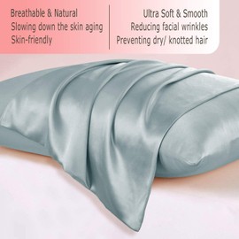 Ravmix 100% Silk Pillowcase for Hair and Skin with Hidden Zipper, Both Sides 21Momme Mulberry Silk, 1PCS, Standard Size 20×26inches, Aqua Green