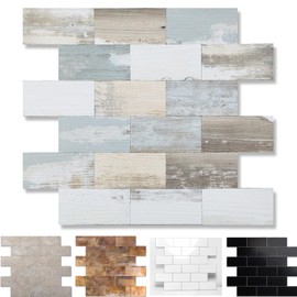 20-Pack Peel and Stick Tile Backsplash 12"X12" PVC Wall Tiles, Stick on Backsplash for Kitchen, Bathroom Tile, Fireplace Décor, Laundry Table, Stair Decals in Vintage Wood Grain