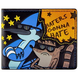 Regular Show Haters Gonna Hate Mordecai and Rigby Wallet Bi-Fold ID & Card Holder, Black