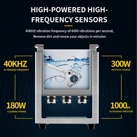 ACMESONIC Commercial Ultrasound Cleaning Machine with Knob, 3L Professional Ultrasonic Cleaner, 40kHz with Heater and Timer for Tools, Jewelry, Watches, Glasses, Dentures, and Small Metal Parts