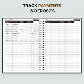 SKYDUE Accounting Ledger Book - 8.5 x 6 Inch Expense Tracker Notebook for Tracking Deposit, Expense, and Balance | Practical Accounting Book for Small Business Owners & Personal Finance (Black)