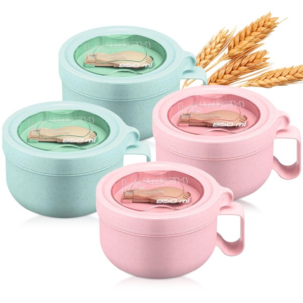 Maxdot 4 Pcs Microwave Ramen Bowl Microwavable Instant Soup Cups
