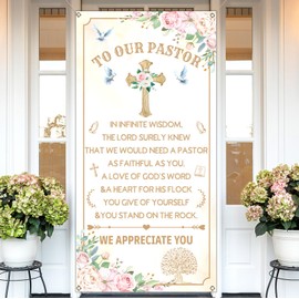 Vohado Thank You Pastor Door Cover Pastor Appreciation Decoration To Our Pastor Church Event Office Front Porch Banner Decor