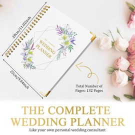 HEKOBAG Wedding Planner Book Wedding Planner 132 Pages Planner Wedding Preparation Book Wedding Planning 28 x 23 cm Wedding Book Planner Wedding Planner Notebook for Engagement Gift