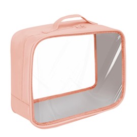 DESSERT OFFENSIVE Transparent Travel wash Bag, Portable Waterproof wash Bag, Large Makeup Bag, PVC Makeup Bag, Suitable for Most scenarios Such as Travel, Vacation, Hotel, Outdoor, etc(Pink)