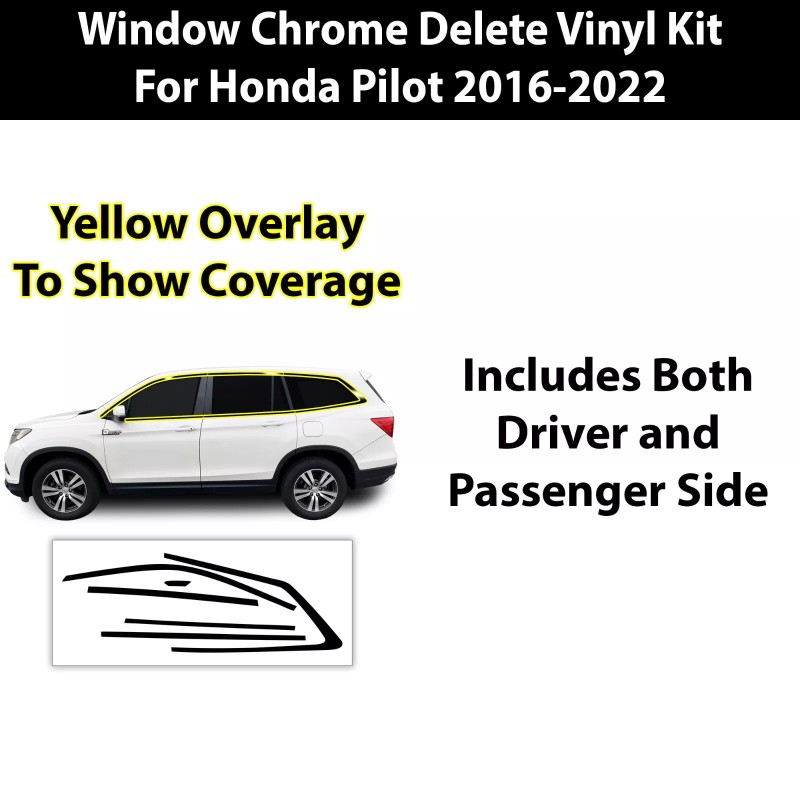 ClearSurface Fits Honda Pilot 2016 - 2022 Window Chrome Delete