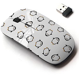 CJCBROES 2.4G Wireless Mouse with Cute Pattern Design for All Laptops and Desktops with Nano Receiver - Cute Penguins White