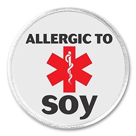 Allergic to SOY 3" Sew On Patch Medical Alert Symbol Allergy Health