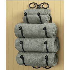 Park Designs 4 Tier Black Scroll Bath Towel Holder 27" H