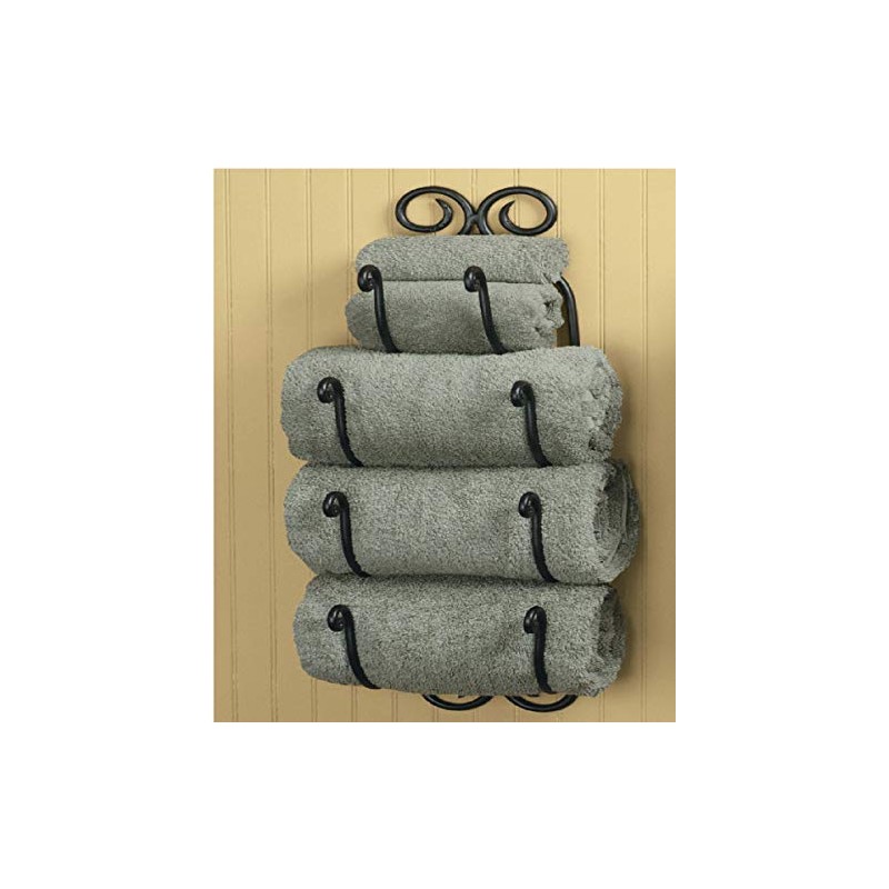 Park Designs 4 Tier Black Scroll Bath Towel Holder 27"