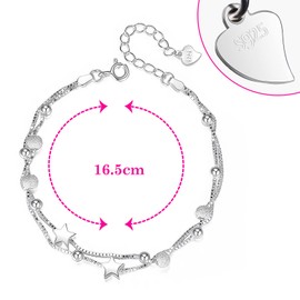 ZXCHOME Bracelets for Women Sterling Silver Bracelet Women Bracelet Silver Bracelet for Women 925 Silver Star Bracelet Pearl Bracelet Gifts for Her