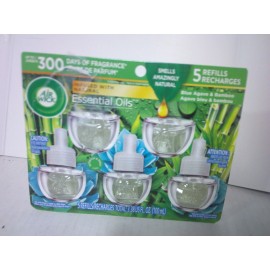 Air Wick Plug Ins Refills Essential Oil Blue Agave & Bamboo 5 Pack 3.38floz