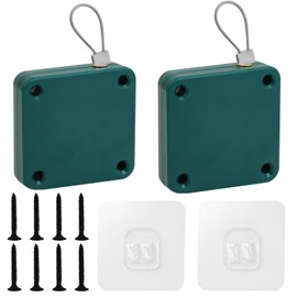 SHIMIDO Upgraded Punch-Free 1000g Automatic Screen Door Closer, Storm Door Closer, Sliding Screen Auto Door Closer with Steel Drawstring for Bathroom, Bedroom, Studyroom, etc. (2 Pack Green)