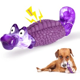 HGB Tough Dog Chew Toys for Aggressive Chewers, Squeaky Alligator, Bacon
