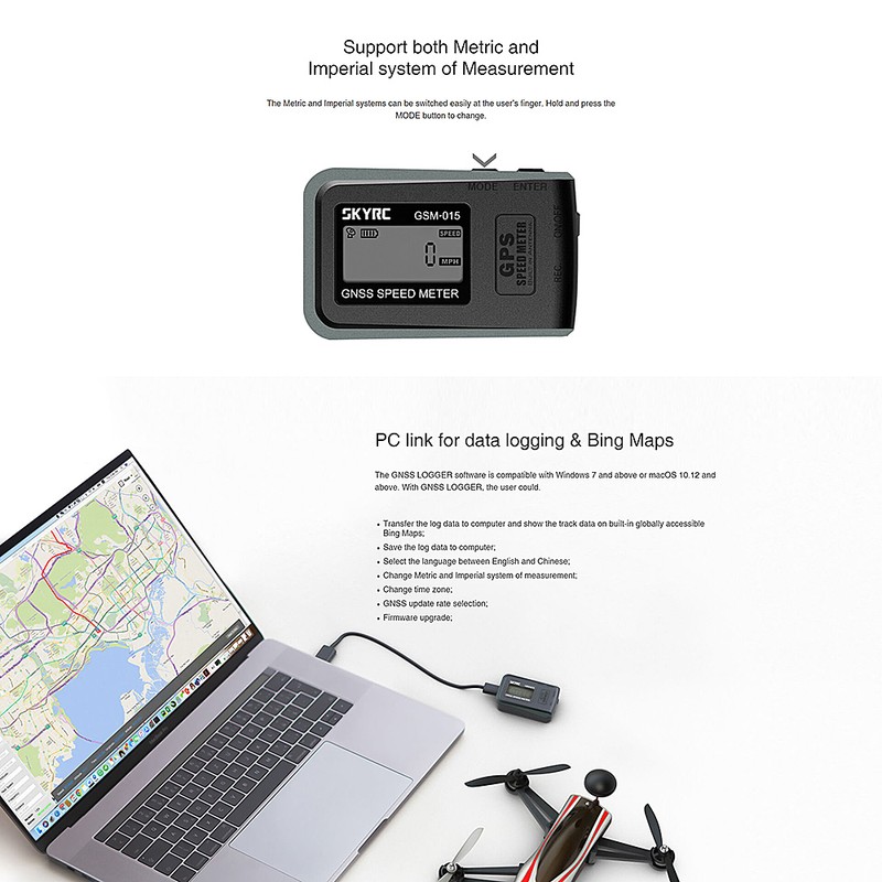 SKYRC GSM-015 GNSS GPS Speed Meter for RC Drones FPV