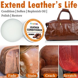 Mink Oil Paste Leather Conditioner Boots Wax Waterproof Smooth Couch Purse Shoes Bag Jacket Soft Polish Furniture Salve Sofa Car Seat Restore Shine Saddles Baseball Glove Natural Leather Care Balm