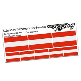 Finest Folia Set of 8 country stickers, flag, country flag, weatherproof, RC car, motorcycle, sticker, bicycle sticker, model making, R028 (Austria)